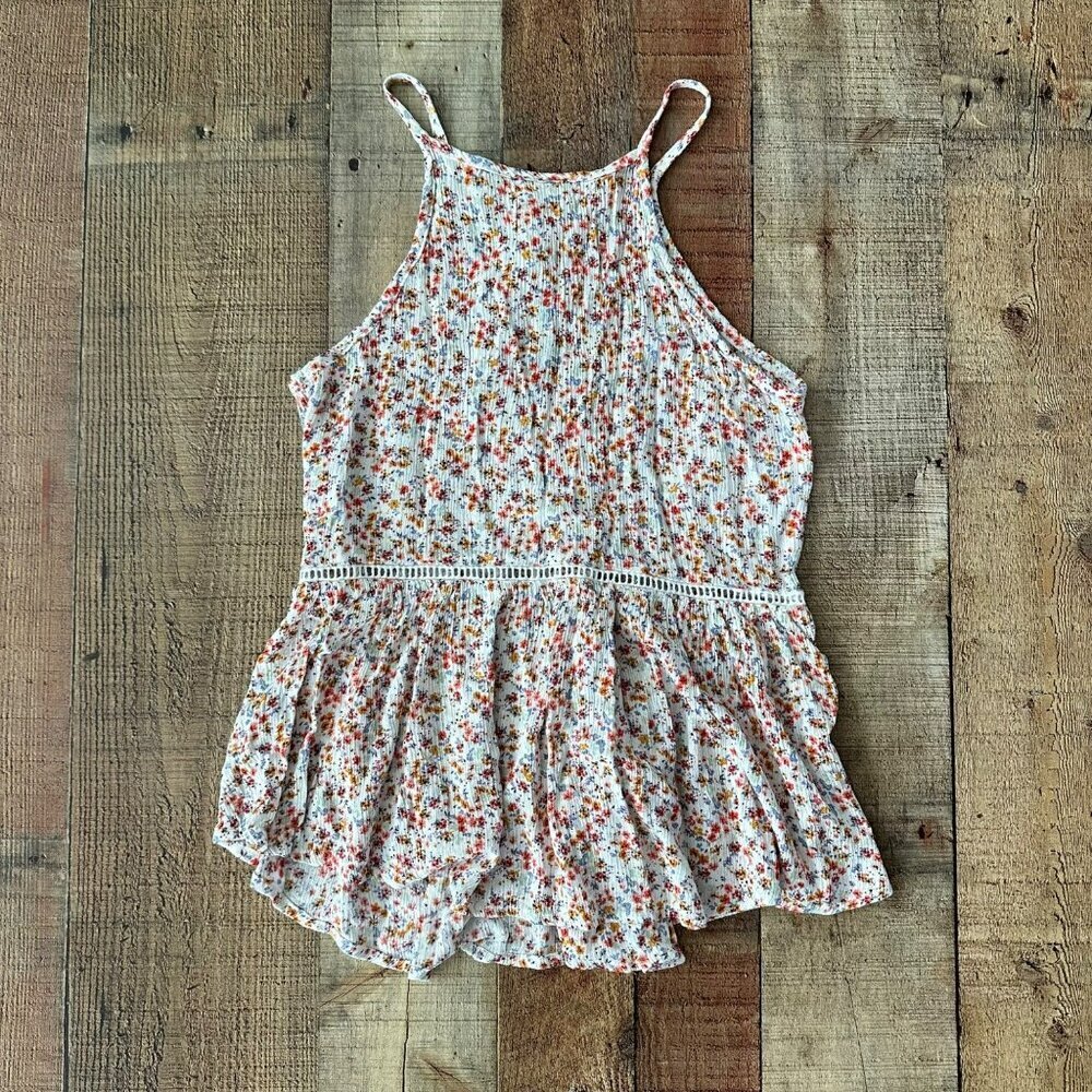 North end women’s button front mini floral cami tank summer top -S